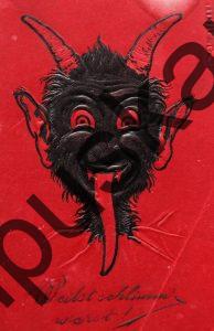 Krampus Teufel Devil Ansichtskarte Grußkarte Krampuskarte Austria 哈施塔特 picture postcard 魔鬼 奥地利 Nikolaus Satan Percht Perchtenlauf Brauchtum