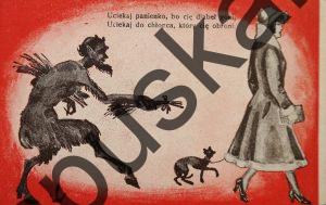 Krampus Teufel Devil Ansichtskarte Grußkarte Krampuskarte Austria 哈施塔特 picture postcard 魔鬼 奥地利 bulldogge hund dackel schäferhund dogge