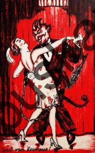 Krampus Teufel Devil Ansichtskarte Grußkarte Krampuskarte Austria 哈施塔特 picture postcard 魔鬼 奥地利 Nikolaus Satan Percht Perchtenlauf Brauchtum böse Mädchen unartig crazy girl erotic xxx