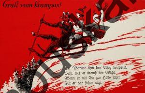 Krampus Teufel Devil Ansichtskarte Grußkarte Krampuskarte Austria 哈施塔特 picture postcard 魔鬼 奥地利 Schifahren fussball tennis wintersport