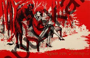 Krampus Teufel Devil Ansichtskarte Grußkarte Krampuskarte Austria 哈施塔特 picture postcard 魔鬼 奥地利 Nikolaus Satan Percht Perchtenlauf Brauchtum böse Mädchen unartig crazy girl erotic xxx