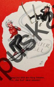 Krampus Teufel Devil Ansichtskarte Grußkarte Krampuskarte Austria 哈施塔特 picture postcard 魔鬼 奥地利 Schifahren fussball tennis wintersport