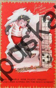 Krampus Teufel Devil Ansichtskarte Grußkarte Krampuskarte Austria 哈施塔特 picture postcard 魔鬼 奥地利 Schifahren fussball tennis wintersport