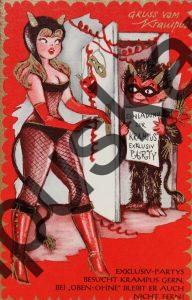 Krampus Teufel Devil Ansichtskarte Grußkarte Krampuskarte Austria 哈施塔特 picture postcard 魔鬼 奥地利 erotic xxx