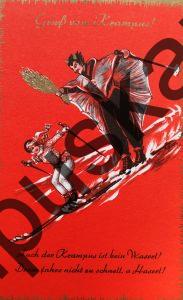 Krampus Teufel Devil Ansichtskarte Grußkarte Krampuskarte Austria 哈施塔特 picture postcard 魔鬼 奥地利 Schifahren fussball tennis wintersport