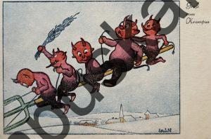 Krampus Teufel Devil Ansichtskarte Grußkarte Krampuskarte Austria 哈施塔特 picture postcard 魔鬼 奥地利 Nikolaus Satan Percht Perchtenlauf Brauchtum