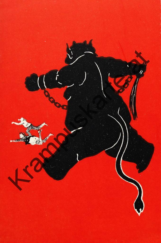 Krampus Teufel Devil Ansichtskarte Grußkarte Krampuskarte Austria 哈施塔特 picture postcard 魔鬼 奥地利 Nikolaus Satan Percht Perchtenlauf Brauchtum böse Mädchen unartig crazy girl