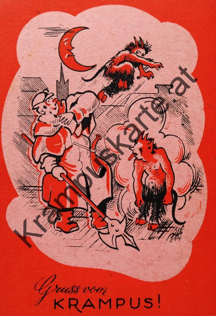 Krampus Teufel Devil Ansichtskarte Grußkarte Krampuskarte Austria 哈施塔特 picture postcard 魔鬼 奥地利 Nikolaus Satan Percht Perchtenlauf Brauchtum