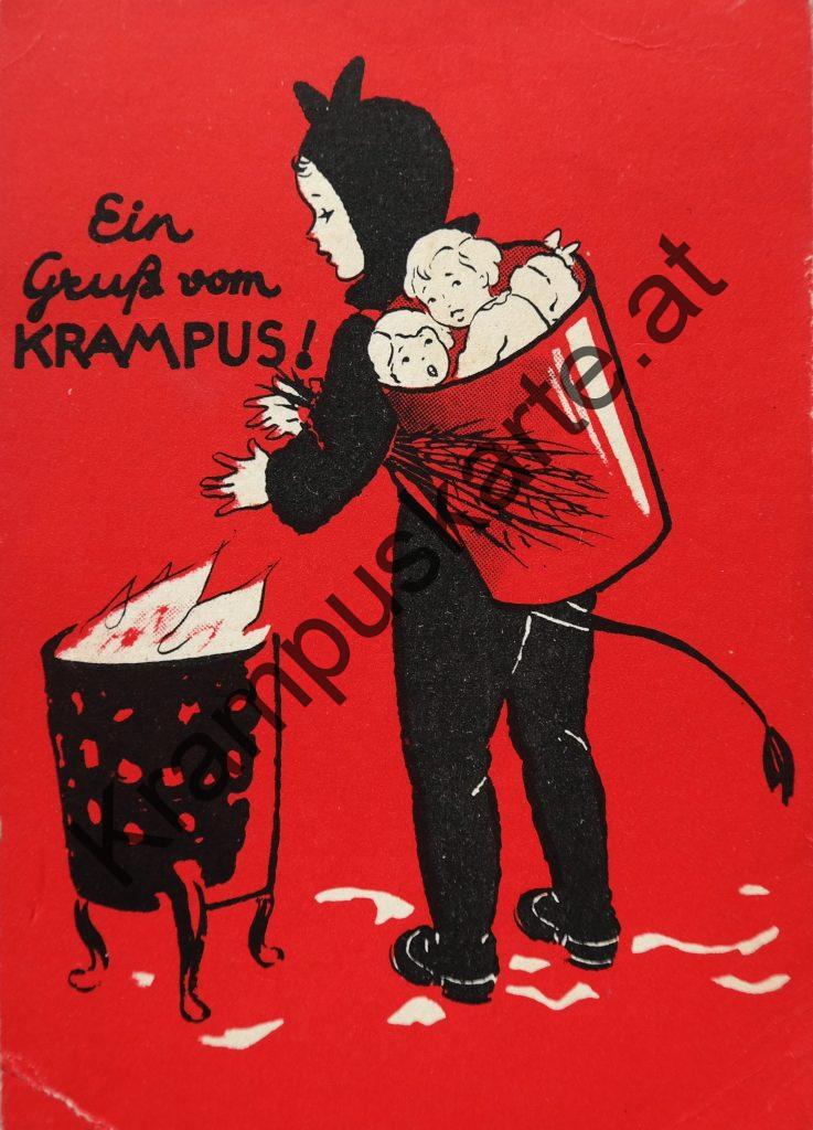 Krampus Teufel Devil Ansichtskarte Grußkarte Krampuskarte Austria 哈施塔特 picture postcard 魔鬼 奥地利