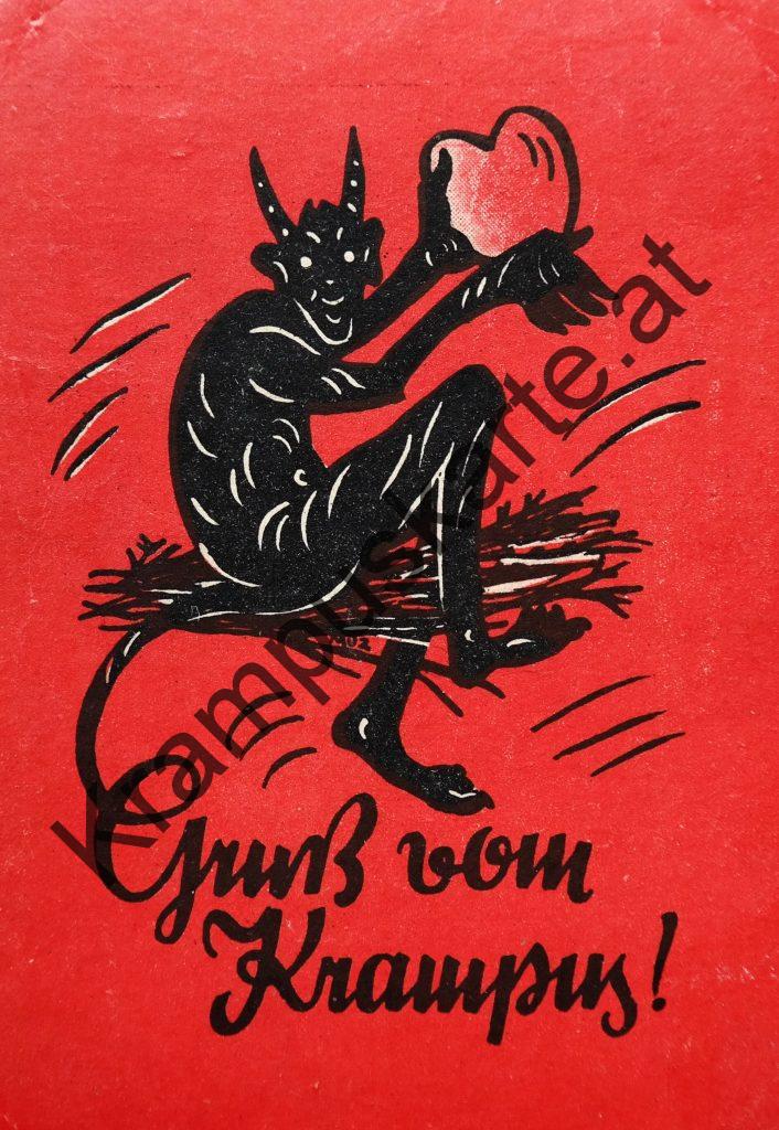Krampus Teufel Devil Ansichtskarte Grußkarte Krampuskarte Austria 哈施塔特 picture postcard 魔鬼 奥地利 Nikolaus Satan Percht Perchtenlauf Brauchtum