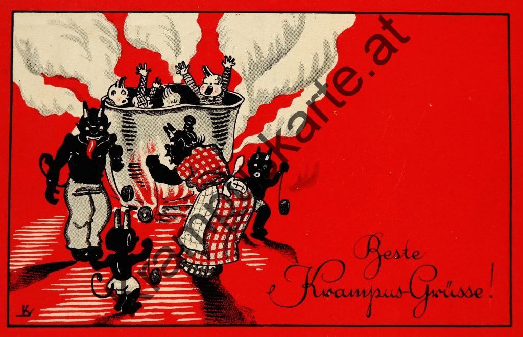 Krampus Teufel Devil Ansichtskarte Grußkarte Krampuskarte Austria 哈施塔特 picture postcard 魔鬼 奥地利