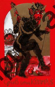 Krampus Teufel Devil Ansichtskarte Grußkarte Krampuskarte Austria 哈施塔特 picture postcard 魔鬼 奥地利 Nikolaus Satan Percht Perchtenlauf Brauchtum