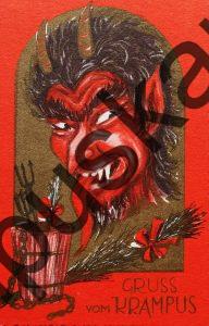 Krampus Teufel Devil Ansichtskarte Grußkarte Krampuskarte Austria 哈施塔特 picture postcard 魔鬼 奥地利 Nikolaus Satan Percht Perchtenlauf Brauchtum