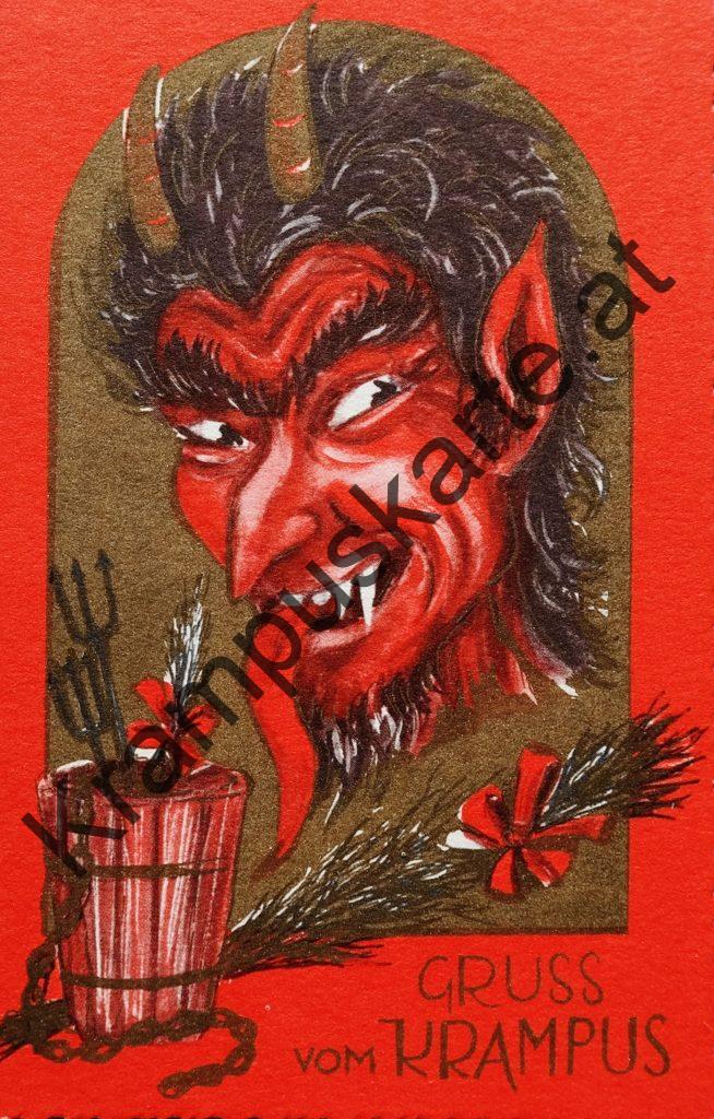 Krampus Teufel Devil Ansichtskarte Grußkarte Krampuskarte Austria 哈施塔特 picture postcard 魔鬼 奥地利 Nikolaus Satan Percht Perchtenlauf Brauchtum