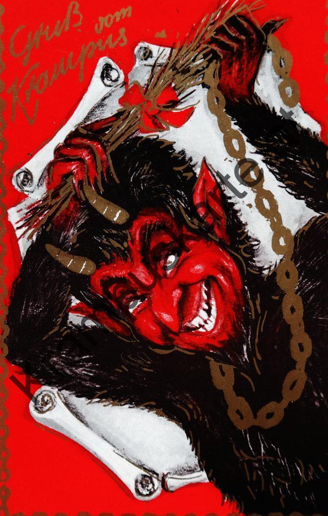 Krampus Teufel Devil Ansichtskarte Grußkarte Krampuskarte Austria 哈施塔特 picture postcard 魔鬼 奥地利 Nikolaus Satan Percht Perchtenlauf Brauchtum