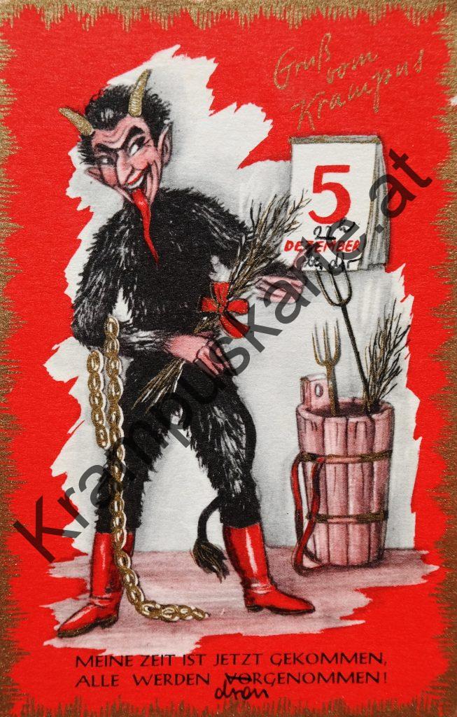 Krampus Teufel Devil Ansichtskarte Grußkarte Krampuskarte Austria 哈施塔特 picture postcard 魔鬼 奥地利 Nikolaus Satan Percht Perchtenlauf Brauchtum