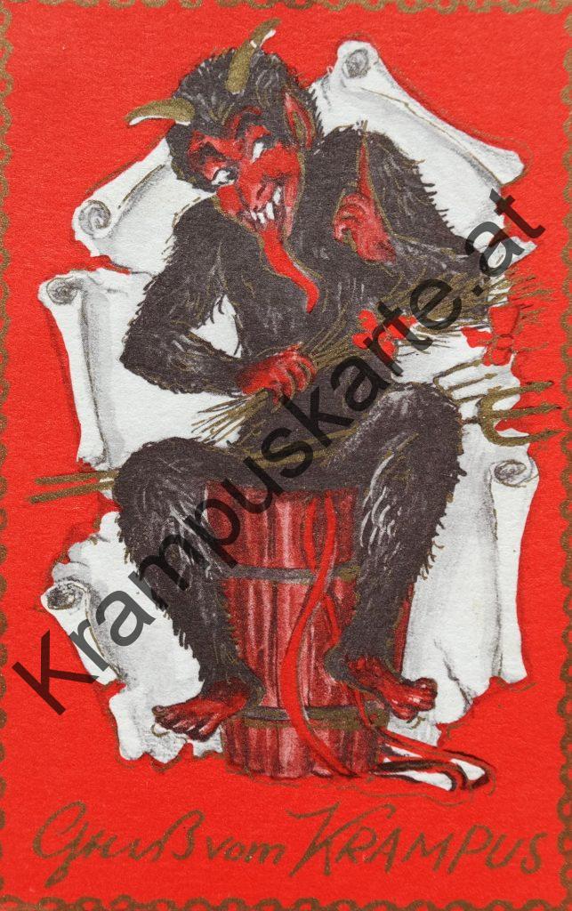 Krampus Teufel Devil Ansichtskarte Grußkarte Krampuskarte Austria 哈施塔特 picture postcard 魔鬼 奥地利 Nikolaus Satan Percht Perchtenlauf Brauchtum