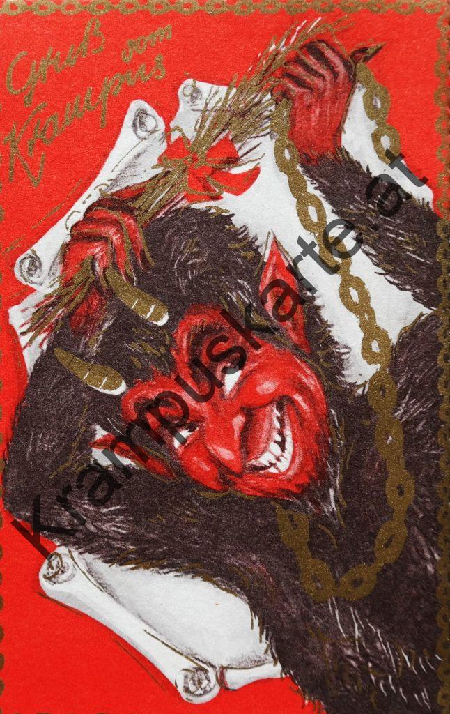 Krampus Teufel Devil Ansichtskarte Grußkarte Krampuskarte Austria 哈施塔特 picture postcard 魔鬼 奥地利 Nikolaus Satan Percht Perchtenlauf Brauchtum
