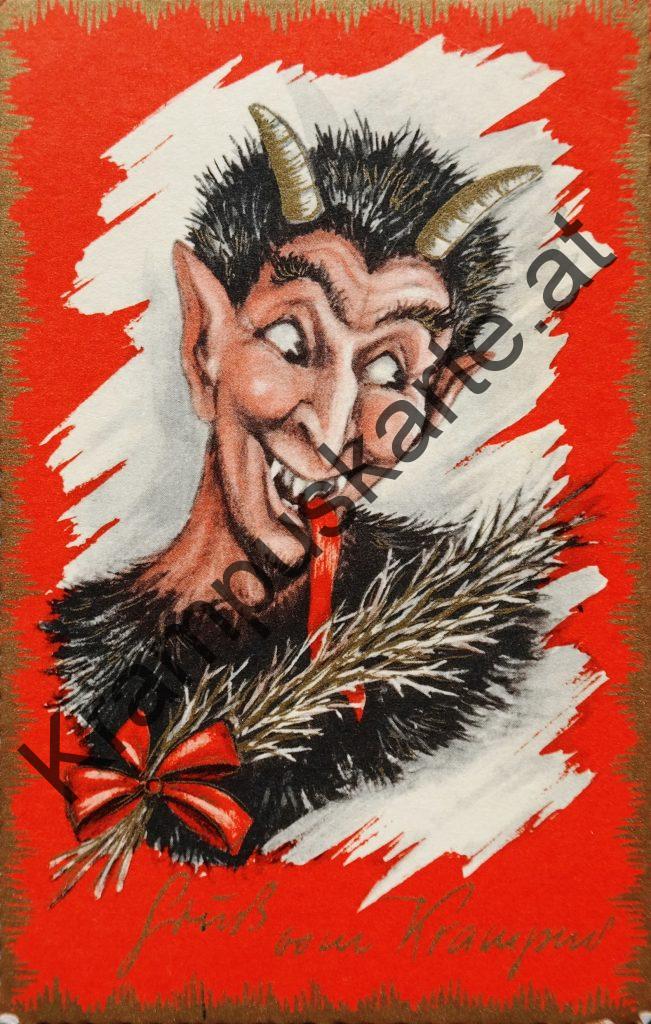 Krampus Teufel Devil Ansichtskarte Grußkarte Krampuskarte Austria 哈施塔特 picture postcard 魔鬼 奥地利 Nikolaus Satan Percht Perchtenlauf Brauchtum