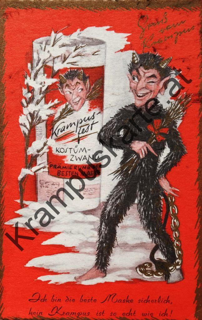Krampus Teufel Devil Ansichtskarte Grußkarte Krampuskarte Austria 哈施塔特 picture postcard 魔鬼 奥地利 Nikolaus Satan Percht Perchtenlauf Brauchtum