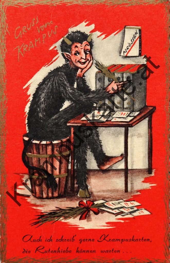 Krampus Teufel Devil Ansichtskarte Grußkarte Krampuskarte Austria 哈施塔特 picture postcard 魔鬼 奥地利 Nikolaus Satan Percht Perchtenlauf Brauchtum
