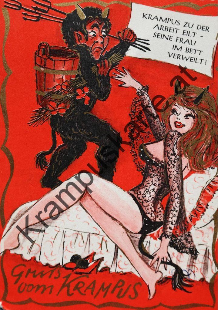 Krampus Teufel Devil Ansichtskarte Grußkarte Krampuskarte Austria 哈施塔特 picture postcard 魔鬼 奥地利 erotik xxx