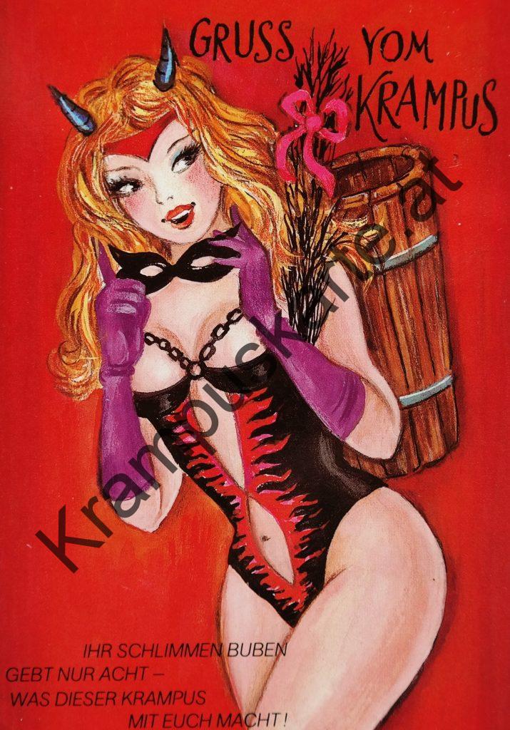 Krampus Teufel Devil Ansichtskarte Grußkarte Krampuskarte Austria 哈施塔特 picture postcard 魔鬼 奥地利 erotik xxx