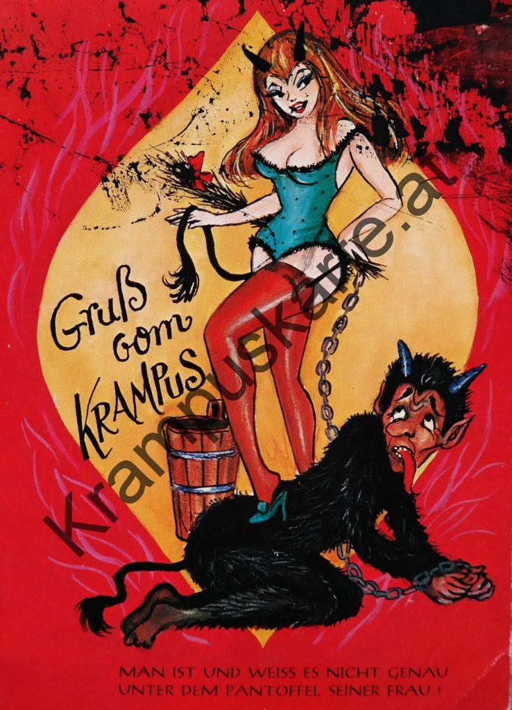Krampus Teufel Devil Ansichtskarte Grußkarte Krampuskarte Austria 哈施塔特 picture postcard 魔鬼 奥地利 erotik xxx