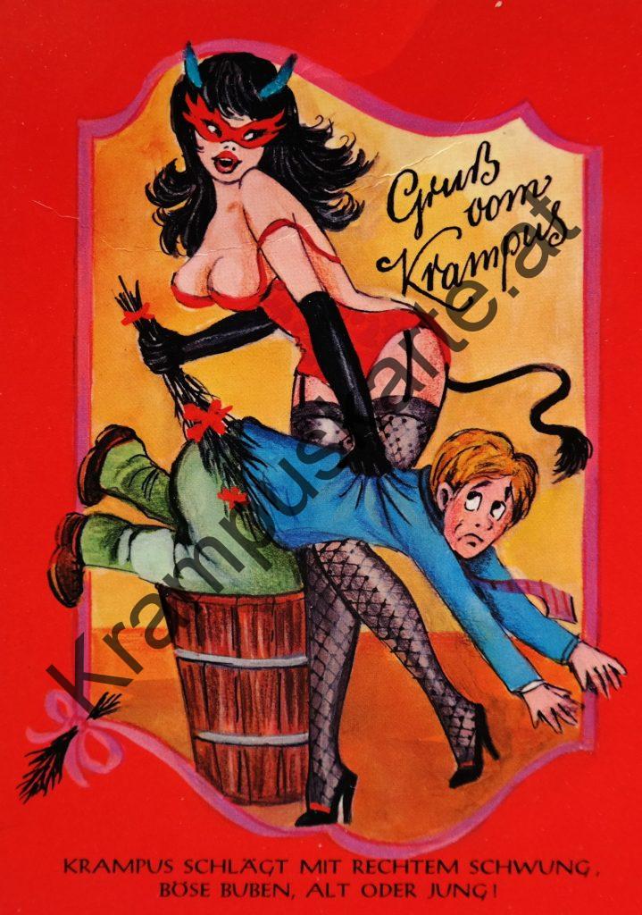 Krampus Teufel Devil Ansichtskarte Grußkarte Krampuskarte Austria 哈施塔特 picture postcard 魔鬼 奥地利 erotik xxx