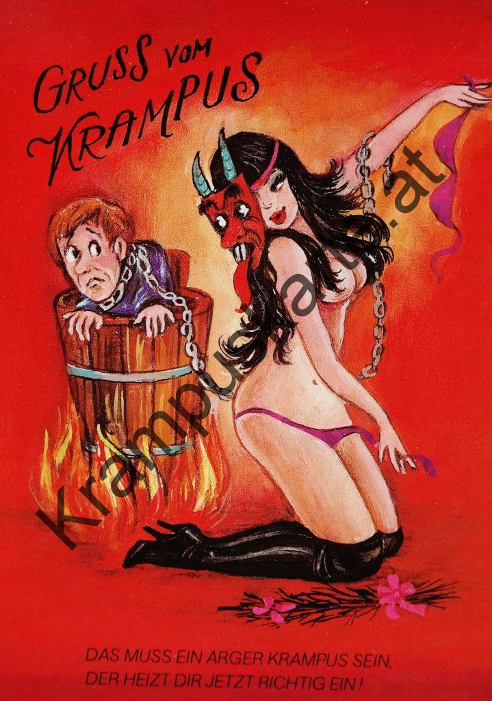 Krampus Teufel Devil Ansichtskarte Grußkarte Krampuskarte Austria 哈施塔特 picture postcard 魔鬼 奥地利 erotik xxx