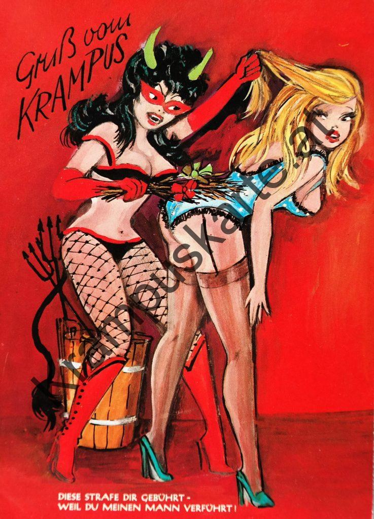 Krampus Teufel Devil Ansichtskarte Grußkarte Krampuskarte Austria 哈施塔特 picture postcard 魔鬼 奥地利 erotik xxx