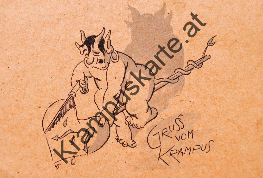 Krampus Teufel Devil Ansichtskarte Grußkarte Krampuskarte Austria 哈施塔特 picture postcard 魔鬼 奥地利 Nikolaus Satan Percht Perchtenlauf Brauchtum