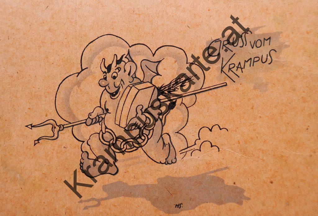 Krampus Teufel Devil Ansichtskarte Grußkarte Krampuskarte Austria 哈施塔特 picture postcard 魔鬼 奥地利 Nikolaus Satan Percht Perchtenlauf Brauchtum