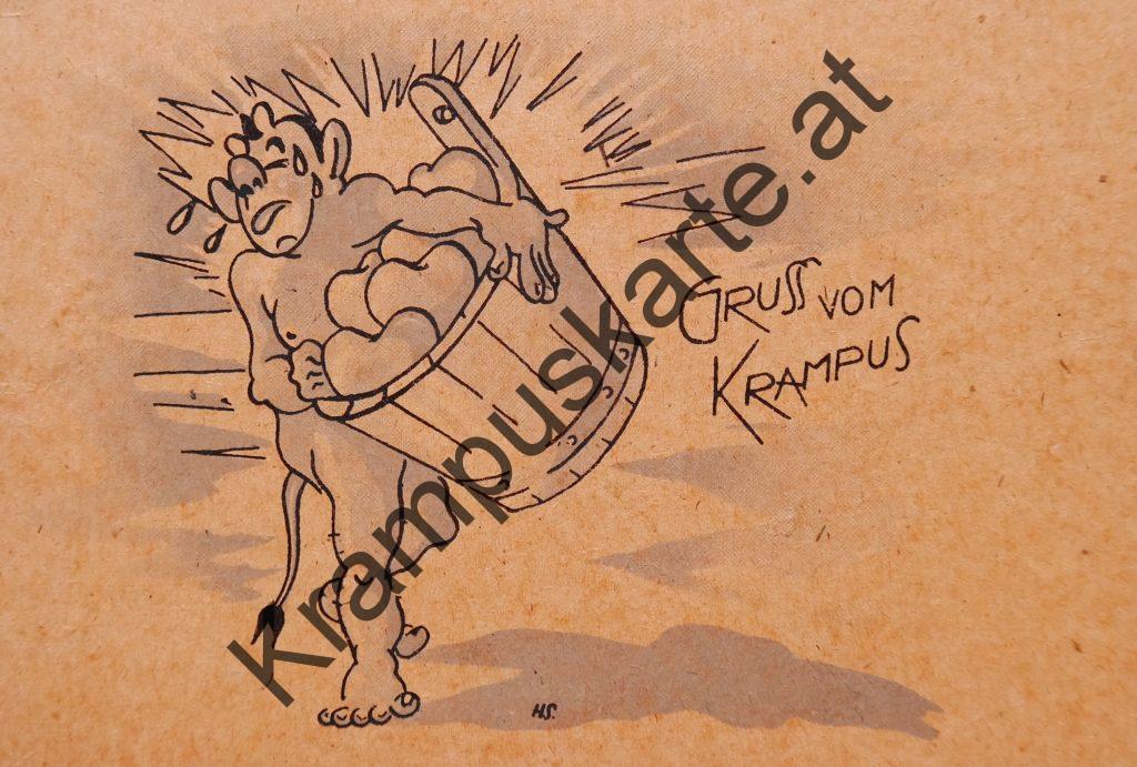 Krampus Teufel Devil Ansichtskarte Grußkarte Krampuskarte Austria 哈施塔特 picture postcard 魔鬼 奥地利 Nikolaus Satan Percht Perchtenlauf Brauchtum