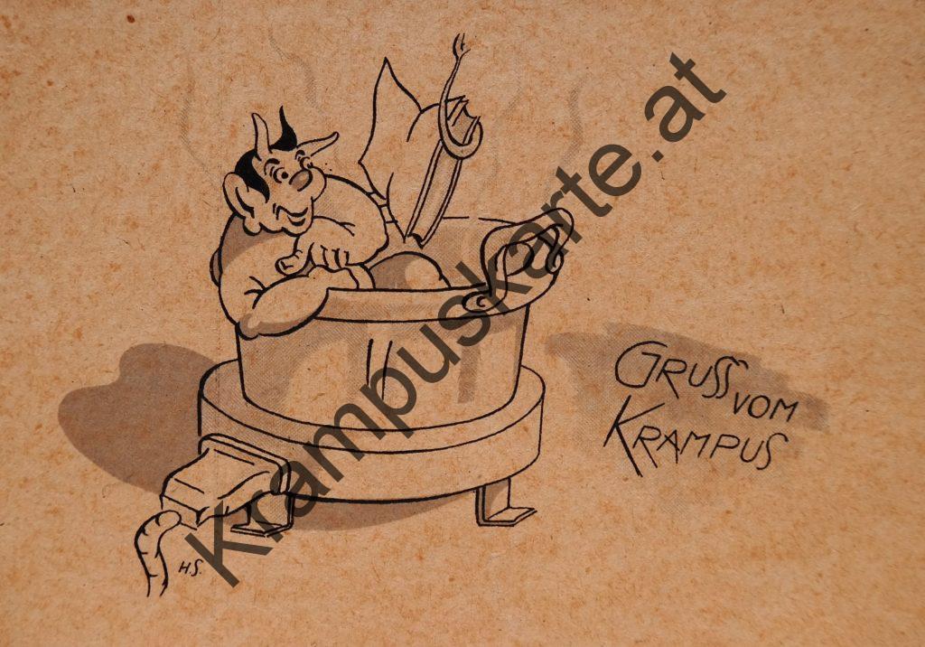 Krampus Teufel Devil Ansichtskarte Grußkarte Krampuskarte Austria 哈施塔特 picture postcard 魔鬼 奥地利 Nikolaus Satan Percht Perchtenlauf Brauchtum