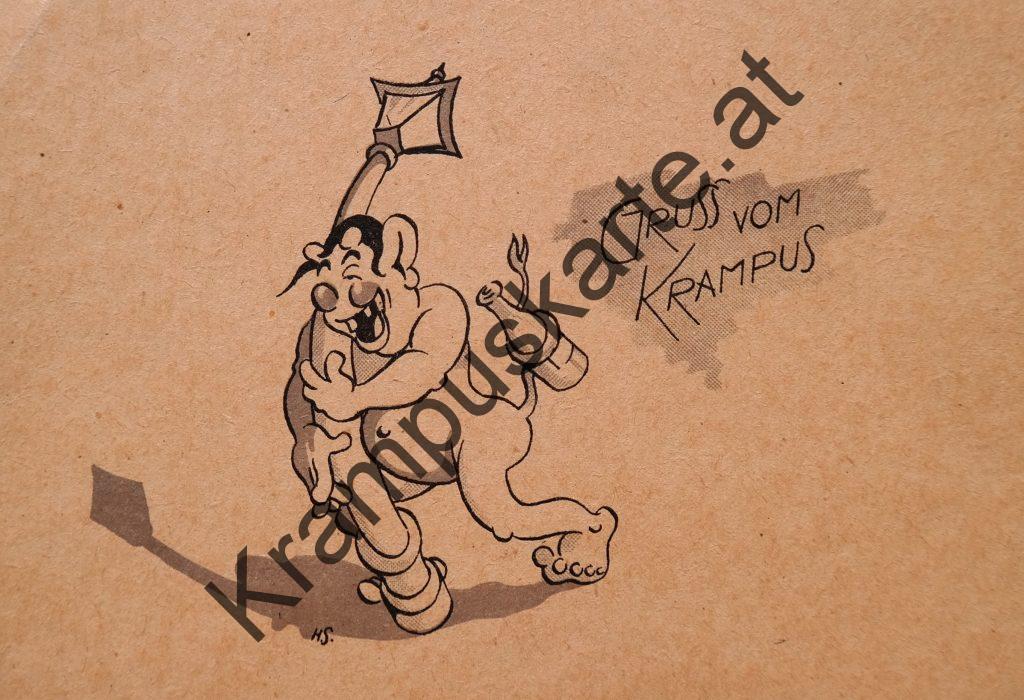 Krampus Teufel Devil Ansichtskarte Grußkarte Krampuskarte Austria 哈施塔特 picture postcard 魔鬼 奥地利 Nikolaus Satan Percht Perchtenlauf Brauchtum