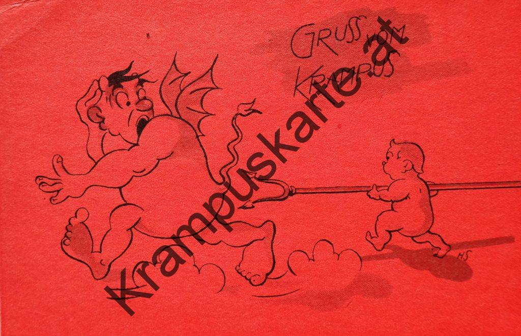 Krampus Teufel Devil Ansichtskarte Grußkarte Krampuskarte Austria 哈施塔特 picture postcard 魔鬼 奥地利 Nikolaus Satan Percht Perchtenlauf Brauchtum