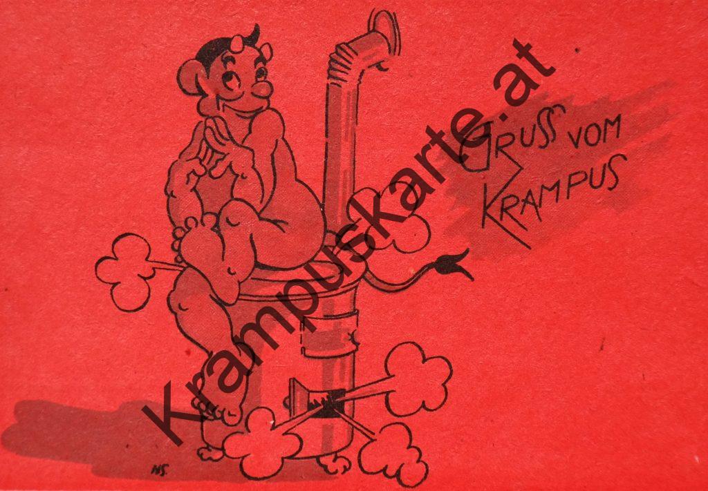 Krampus Teufel Devil Ansichtskarte Grußkarte Krampuskarte Austria 哈施塔特 picture postcard 魔鬼 奥地利 Nikolaus Satan Percht Perchtenlauf Brauchtum