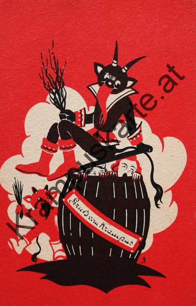 Krampus Teufel Devil Ansichtskarte Grußkarte Krampuskarte Austria 哈施塔特 picture postcard 魔鬼 奥地利