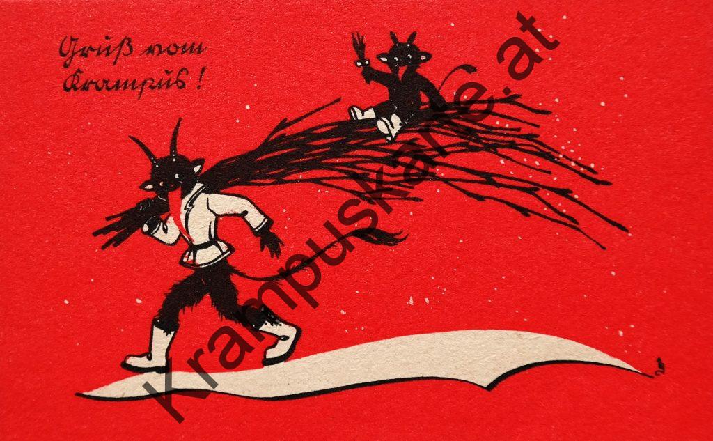 Krampus Teufel Devil Ansichtskarte Grußkarte Krampuskarte Austria 哈施塔特 picture postcard 魔鬼 奥地利 Nikolaus Satan Percht Perchtenlauf Brauchtum