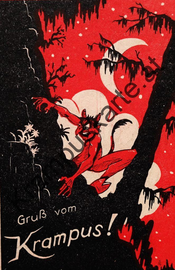 Krampus Teufel Devil Ansichtskarte Grußkarte Krampuskarte Austria 哈施塔特 picture postcard 魔鬼 奥地利 Nikolaus Satan Percht Perchtenlauf Brauchtum