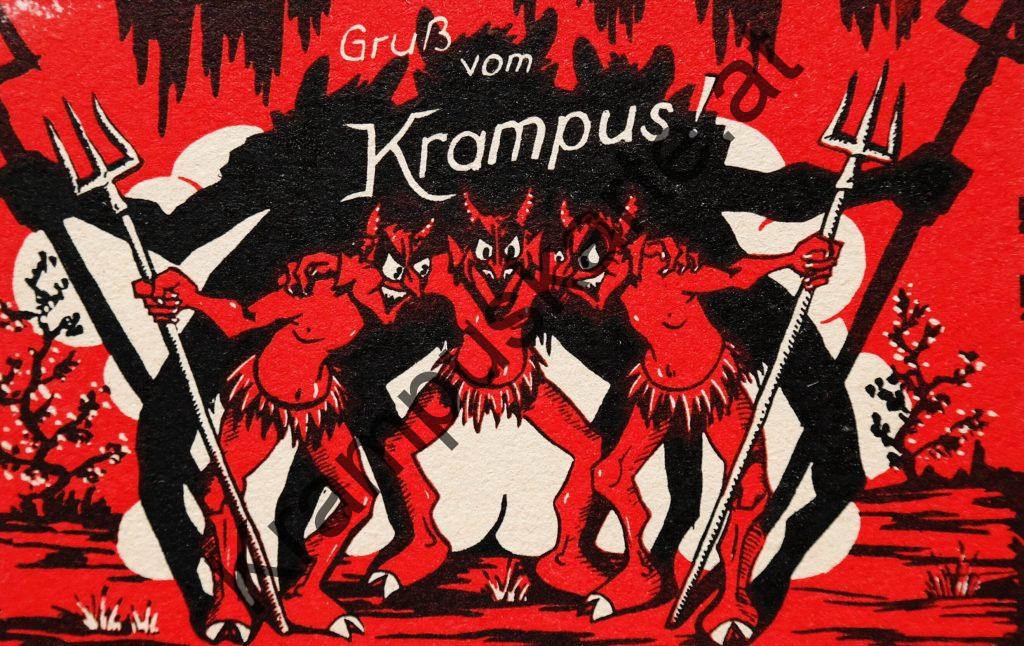 Krampus Teufel Devil Ansichtskarte Grußkarte Krampuskarte Austria 哈施塔特 picture postcard 魔鬼 奥地利 Nikolaus Satan Percht Perchtenlauf Brauchtum