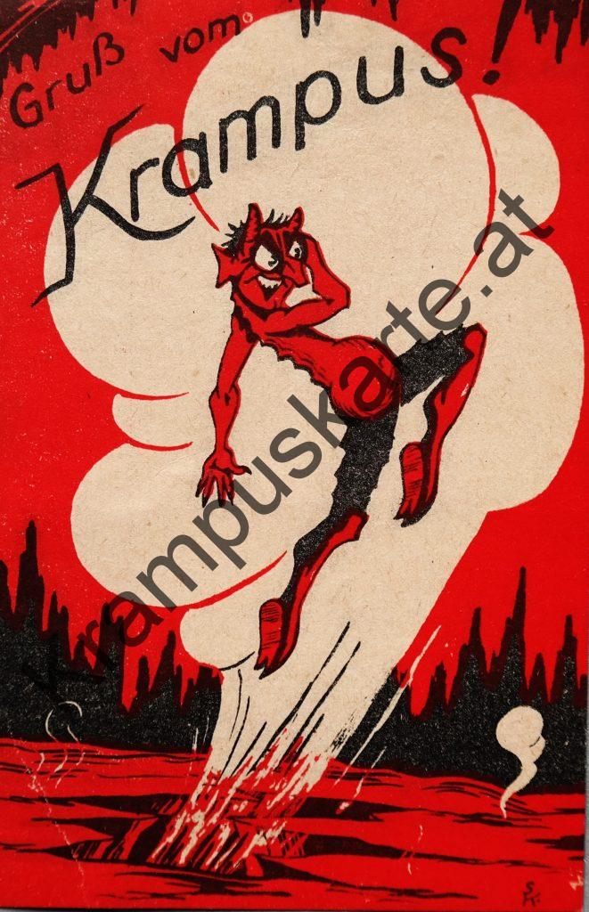 Krampus Teufel Devil Ansichtskarte Grußkarte Krampuskarte Austria 哈施塔特 picture postcard 魔鬼 奥地利 Nikolaus Satan Percht Perchtenlauf Brauchtum