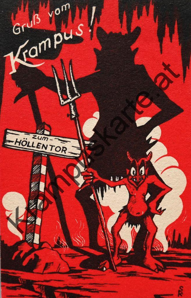 Krampus Teufel Devil Ansichtskarte Grußkarte Krampuskarte Austria 哈施塔特 picture postcard 魔鬼 奥地利 Nikolaus Satan Percht Perchtenlauf Brauchtum