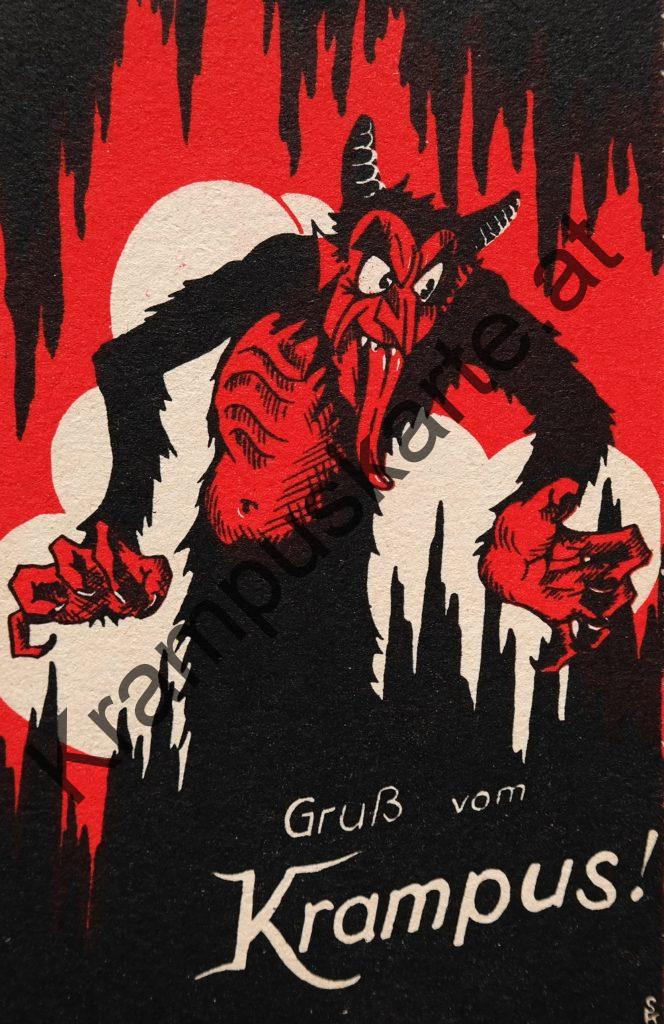 Krampus Teufel Devil Ansichtskarte Grußkarte Krampuskarte Austria 哈施塔特 picture postcard 魔鬼 奥地利 Nikolaus Satan Percht Perchtenlauf Brauchtum