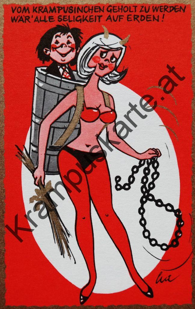 Krampus Teufel Devil Ansichtskarte Grußkarte Krampuskarte Austria 哈施塔特 picture postcard 魔鬼 奥地利 erotik xxx