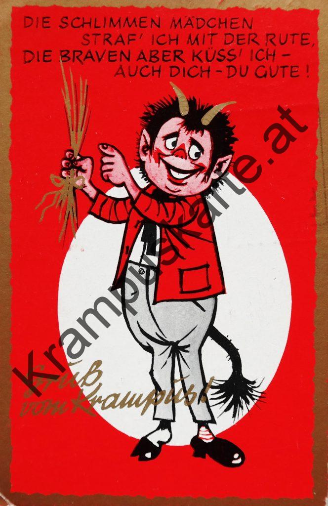 Krampus Teufel Devil Ansichtskarte Grußkarte Krampuskarte Austria 哈施塔特 picture postcard 魔鬼 奥地利 Nikolaus Satan Percht Perchtenlauf Brauchtum