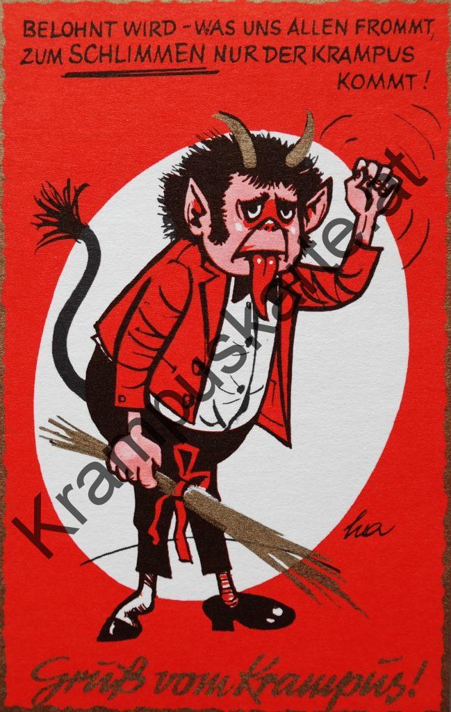 Krampus Teufel Devil Ansichtskarte Grußkarte Krampuskarte Austria 哈施塔特 picture postcard 魔鬼 奥地利 Nikolaus Satan Percht Perchtenlauf Brauchtum