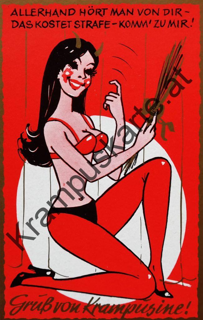 Krampus Teufel Devil Ansichtskarte Grußkarte Krampuskarte Austria 哈施塔特 picture postcard 魔鬼 奥地利 erotic