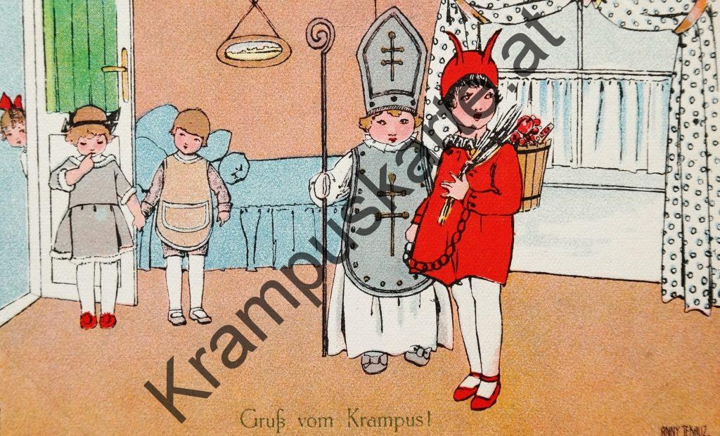 Krampusine Krampus Devil Ansichtskarte picture postcard Krampuskarte Austria 哈施塔特